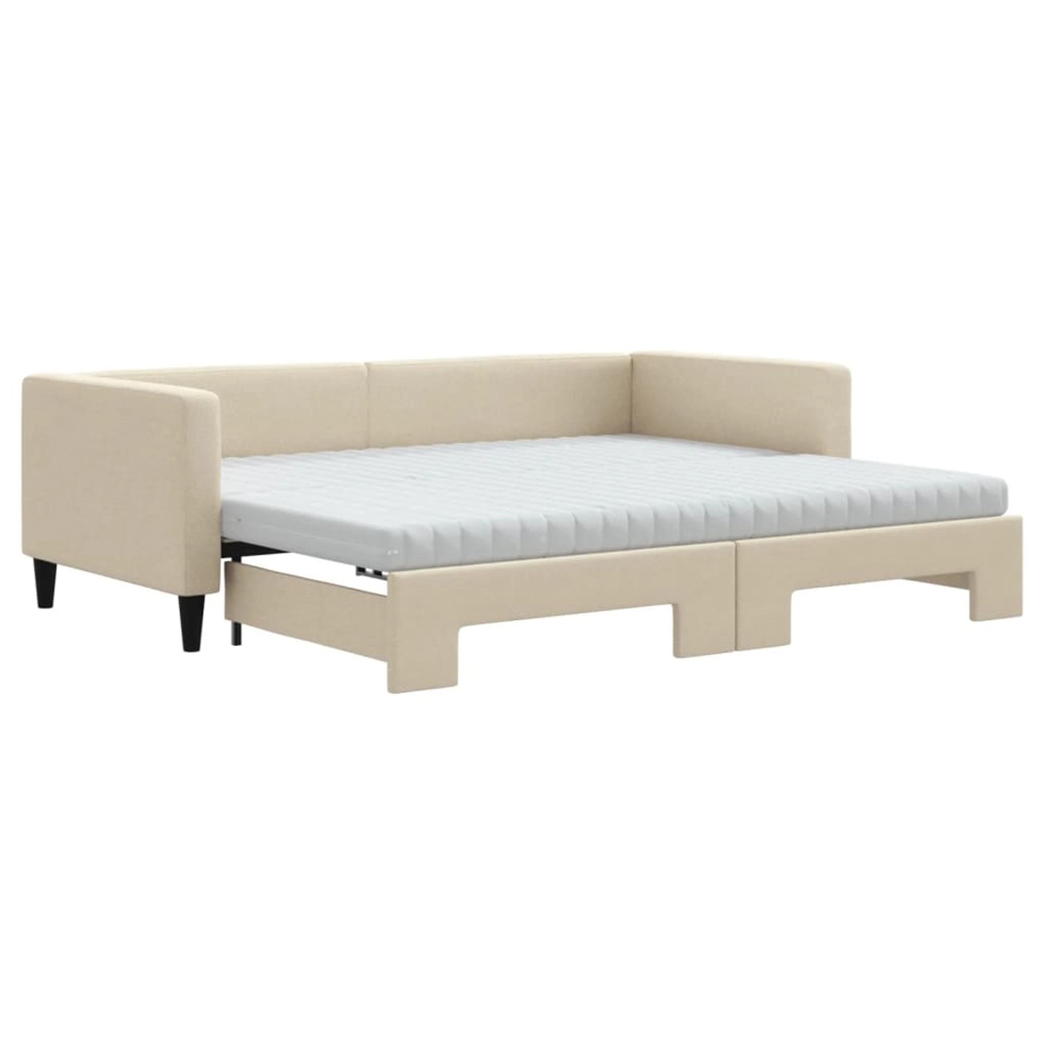vidaXL Tagesbett Ausziehbar mit Matratzen Creme 90x200 cm Stoff1847385