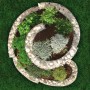 Bellissa Gabionen-Kräuterspirale, kleine Ausführung, bepflanzt, von oben.