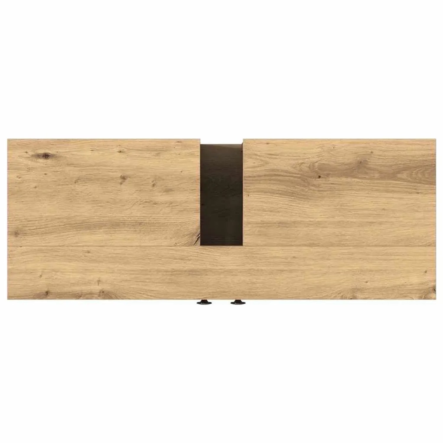 Waschbeckenschrank Artisan-Eiche, Holzwerkstoff, Draufsicht. Rechteckiger Unterschrank mit Aussparung für Waschbecken.