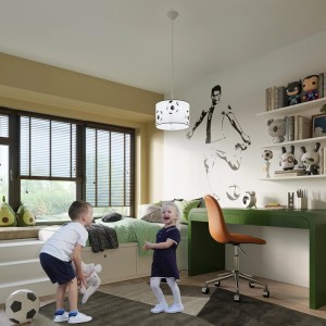 Sollux Lighting Hängeleuchte FootBall A 30, weiße Kinderzimmerlampe mit Fußballmuster.