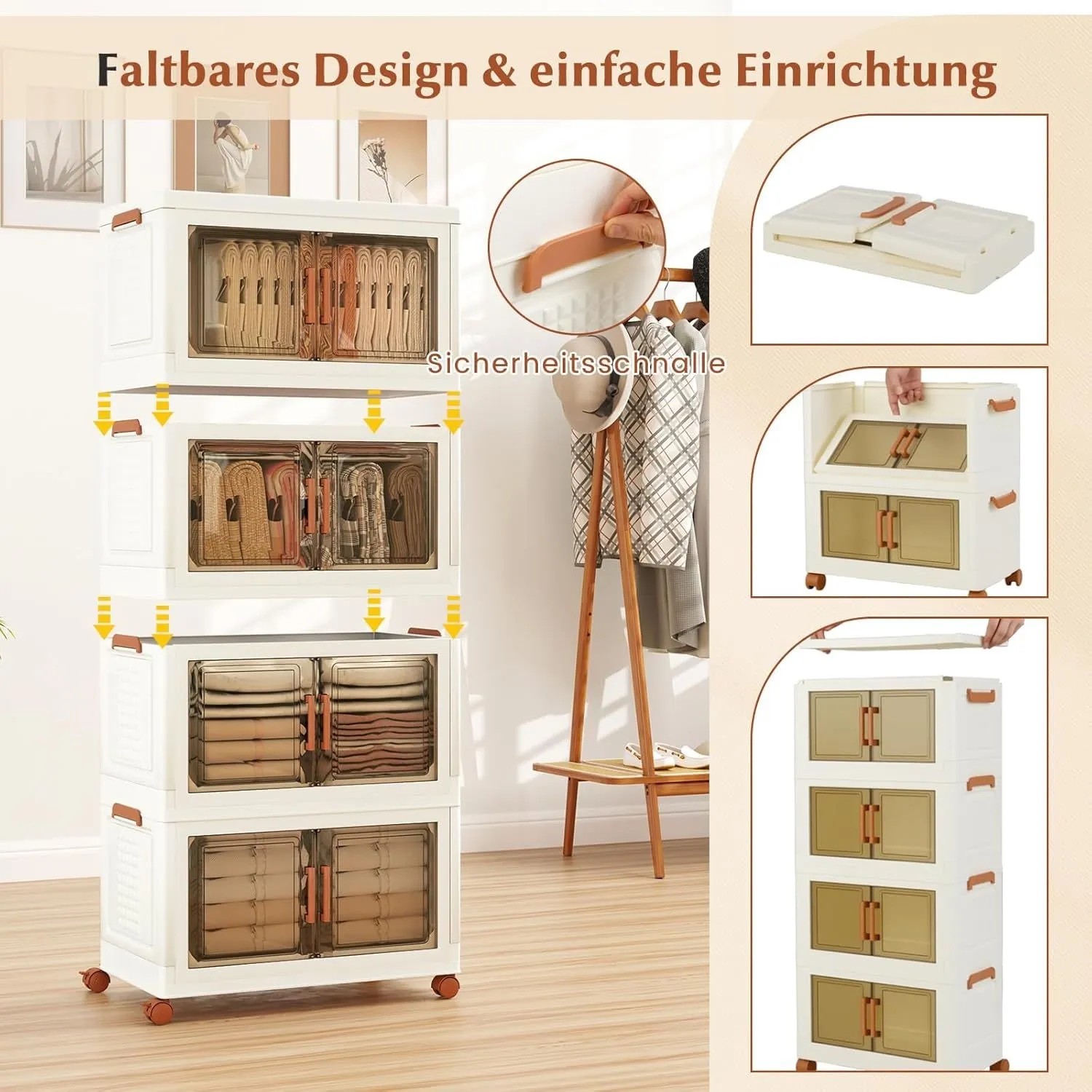 Costway Aufbewahrungsbox mit Deckel 52 L x 4 Stapelboxen Transparent_5