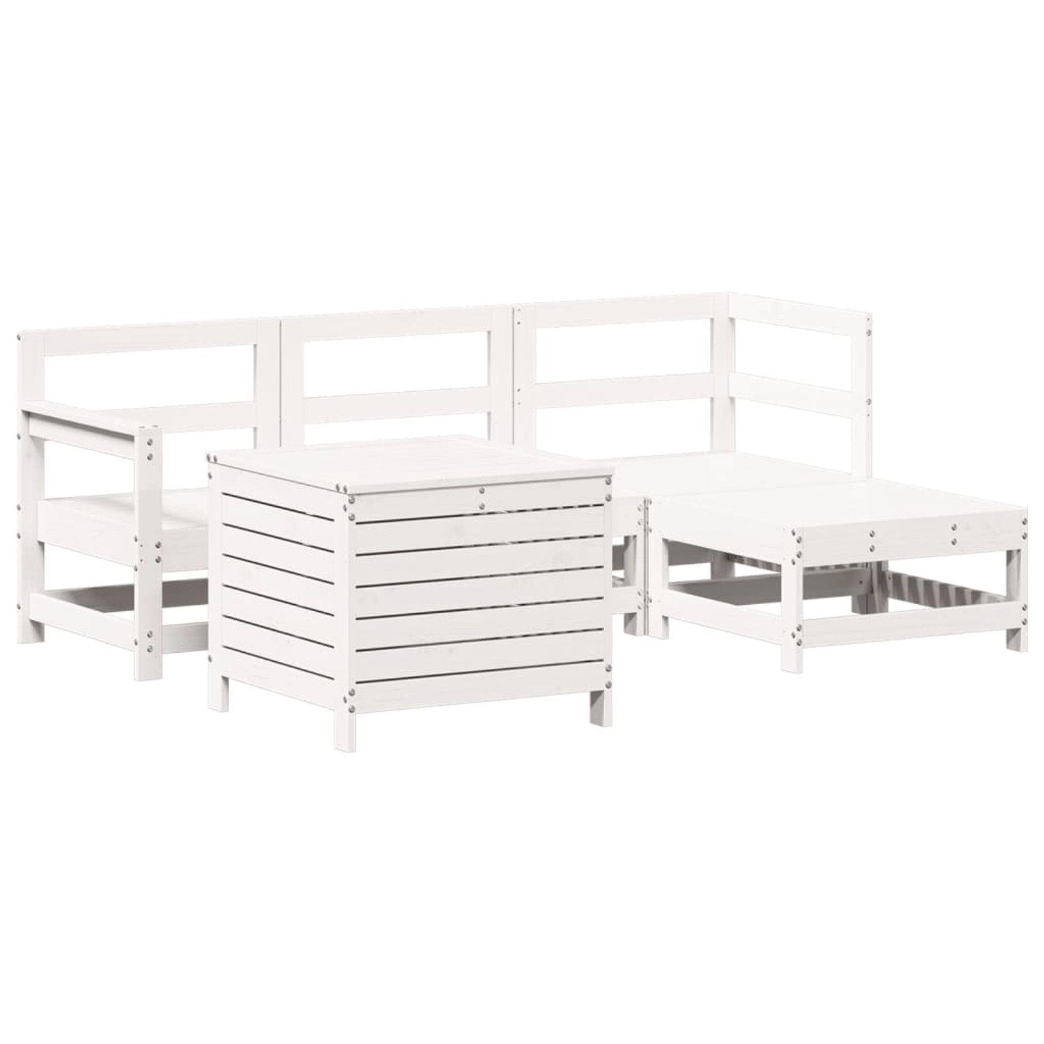 vidaXL 5-Tlg Garten-Sofagarnitur Weiß Massivholz Kiefer 3250501 günstig online kaufen