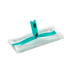 Leifheit Bodenwischer Clean & Away Click mit grünem Griff und Staubtuch.