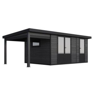 Fjordholz WPC Gartenhaus Modell Style DeLuxe 2-Raum mit Seitendach