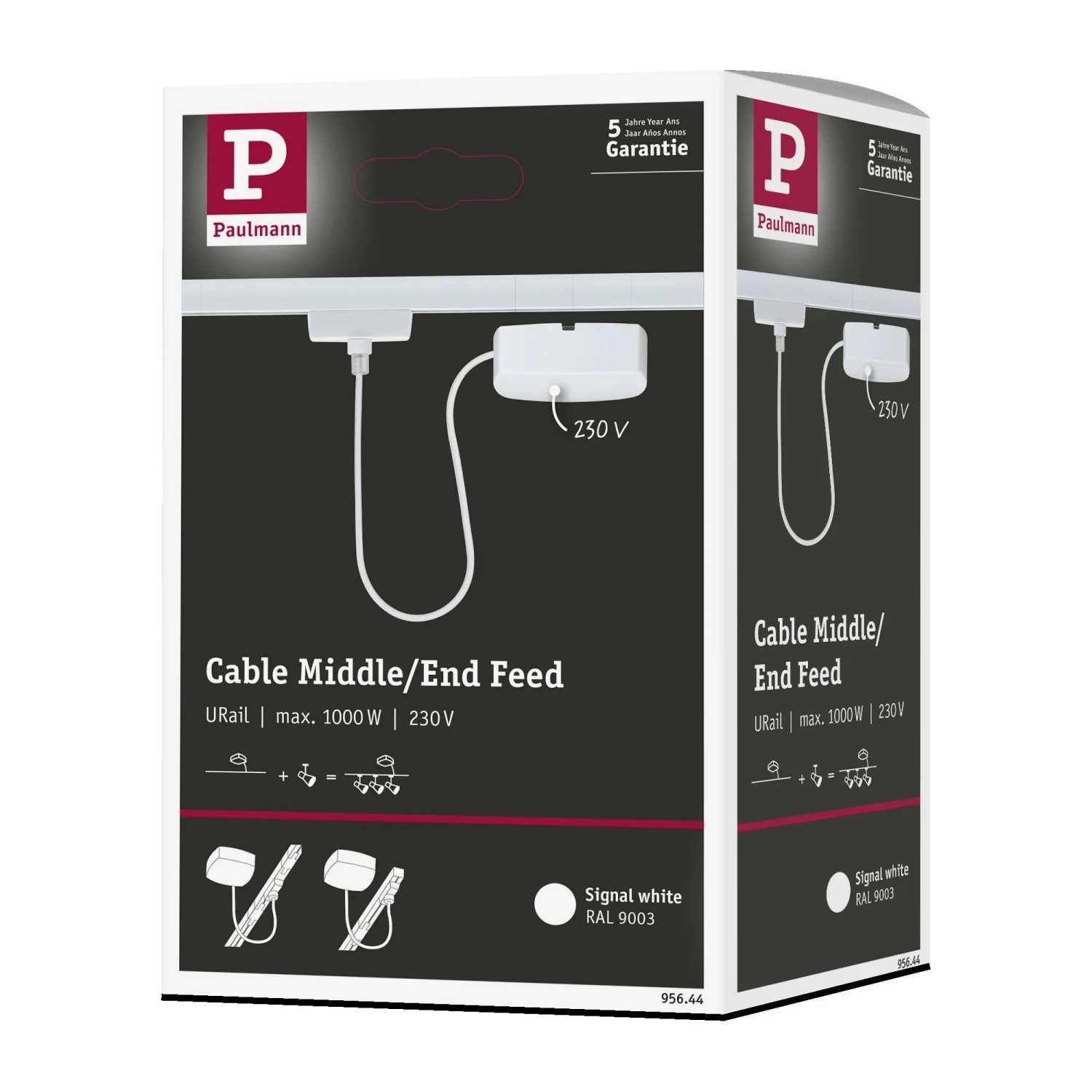 Verpackung Paulmann URail Einspeisungskabel, 1m, Signalweiß für LED-Schienensystem.