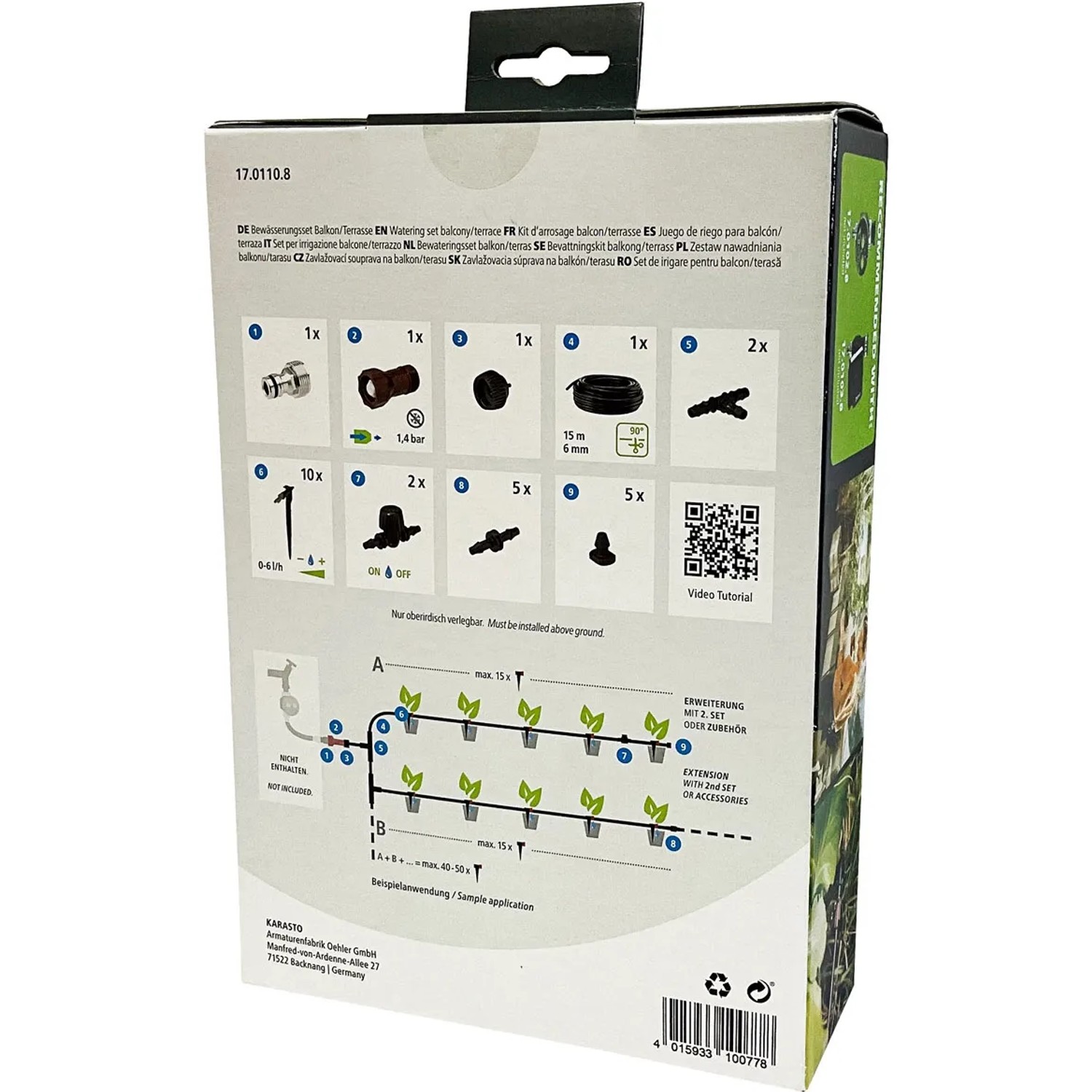 Geka Drip Set Bewässerungssystem für Balkon/Terrasse, Komplettset mit Zubehör für Micro-Drip Bewässerung.