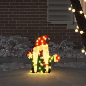 vidaXL Leuchtender Gnom Warmweiß 71 x 64 cm Lametta-Stoff 42019622