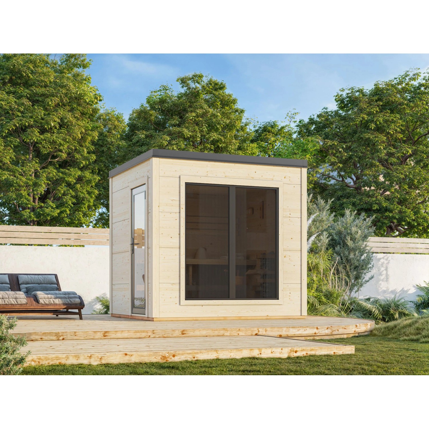 Palmako Sauna Grace 250 x 230 cm Lackiert Hellgrau-Anthrazit FSC® günstig online kaufen