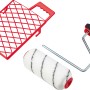 5-teiliges Farbroller Set in Rot mit Farbwanne, Walze und Bügel für grobe Untergründe.