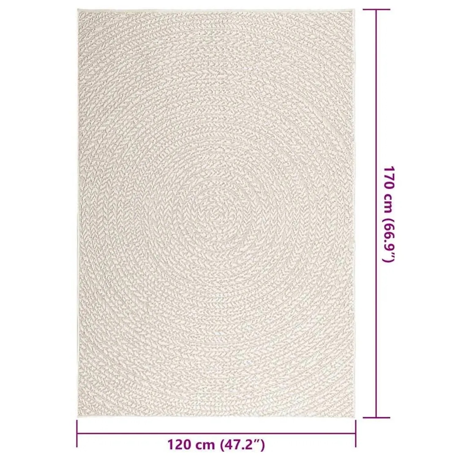 vidaXL Teppich ZIZUR Creme 120x170 cm Jute-Optik Indoor und Outdoor 4010377_9