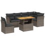 Graue 7-tlg. vidaXL Garten-Sofagarnitur aus Polyrattan mit Tisch und Kissen.