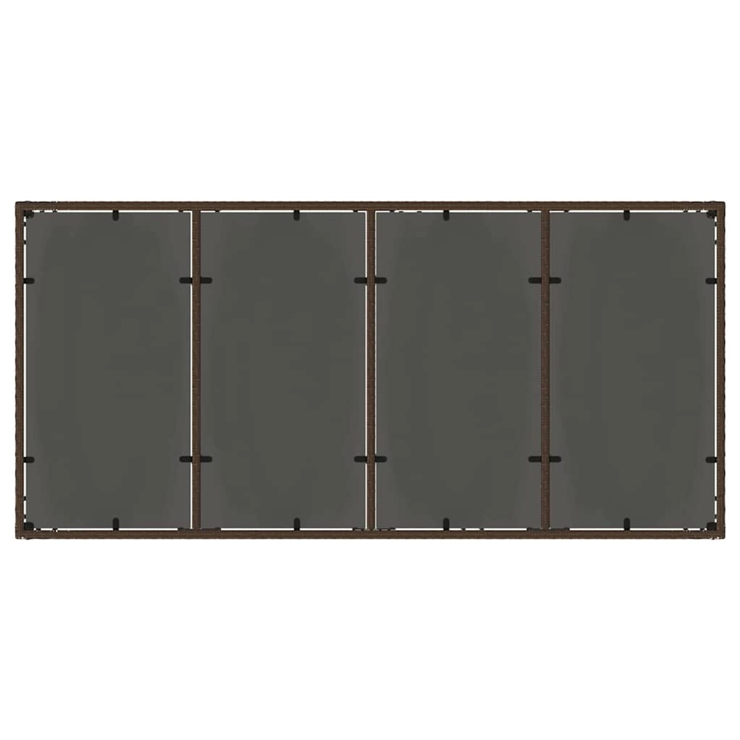 vidaXL Garten Essgruppe 9-tlg braun Poly Rattan, Tischplatte aus Glas, Draufsicht.