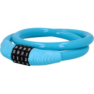 Blaues Fischer Kabelschloss, 65 cm, mit Zahlenwalze für Fahrräder.