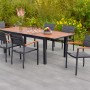 Merxx Gartenmöbel-Set Paxos, 7-teilig mit Tisch und 6 Stühlen aus Aluminium und Akazienholz.