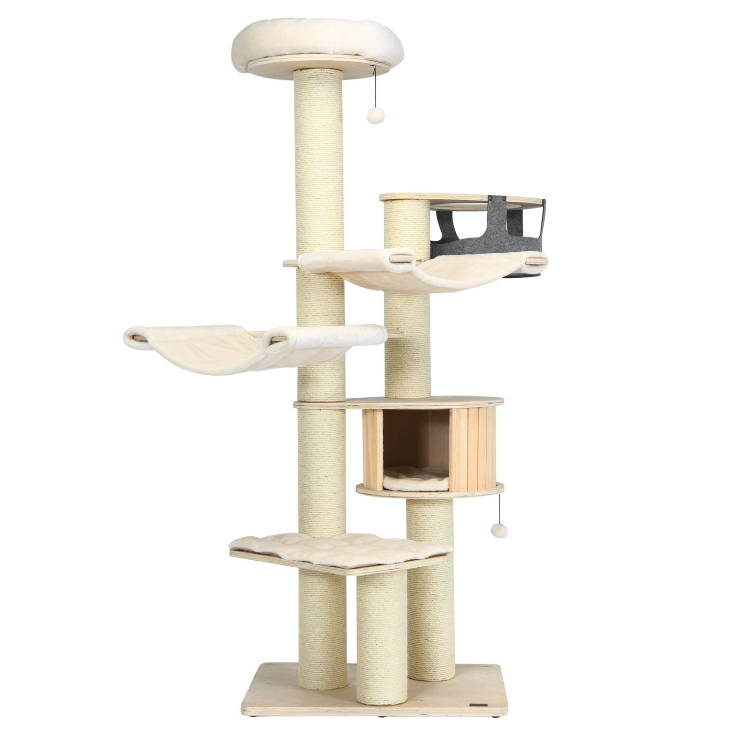Costway Katzen Katzenmöbel 7-stöckiger Kratzbaum Holz Beige 197 cm
