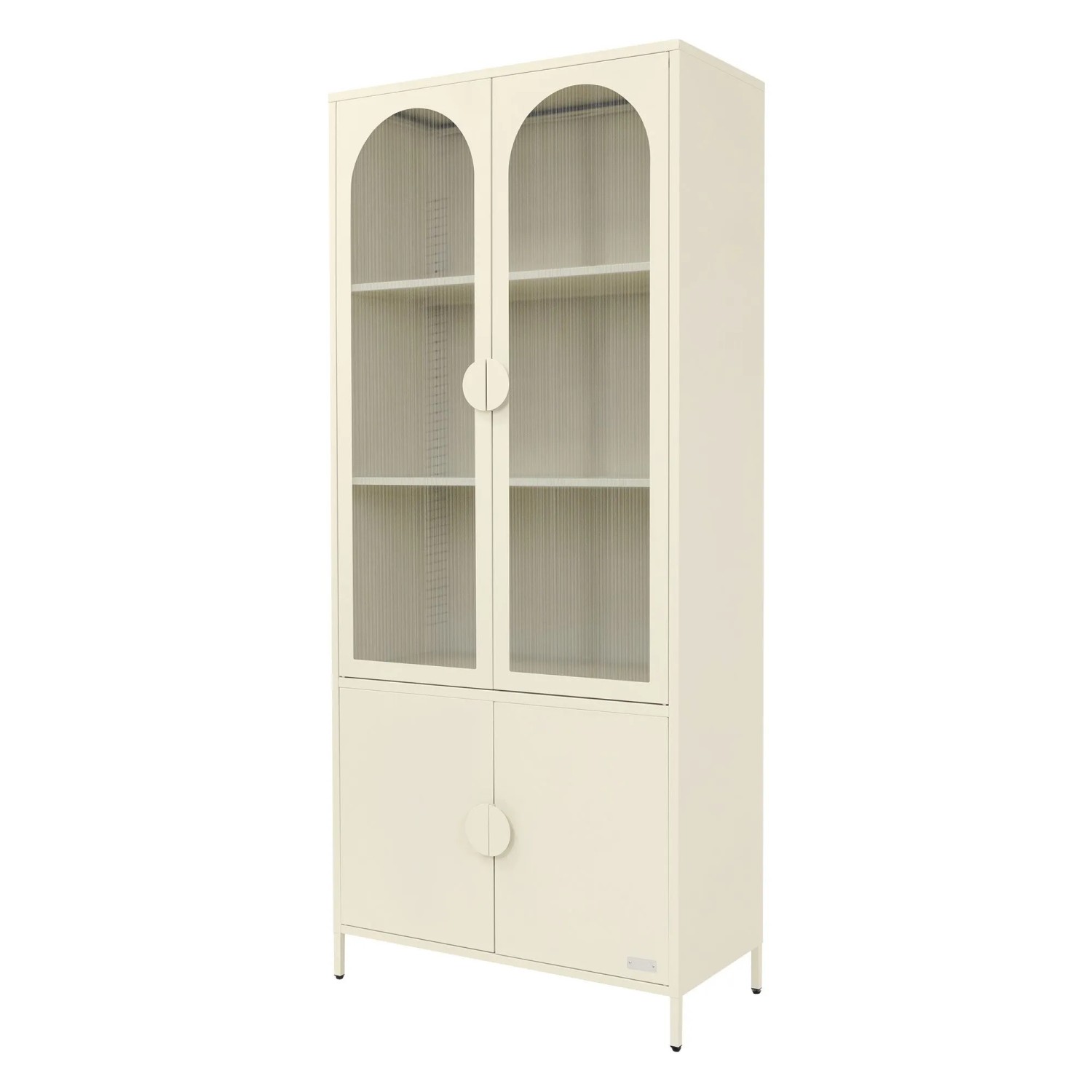 ML-Design Vitrinenschrank 80x185x40 cm Creme aus Stahl mit 4 Türen