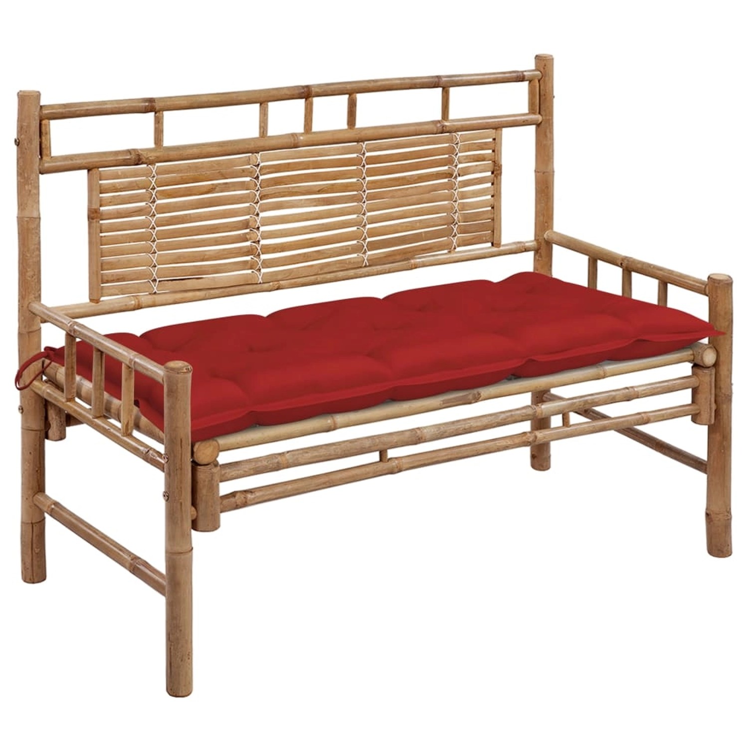 furnicato Gartenbank mit Auflage 120 cm Bambus