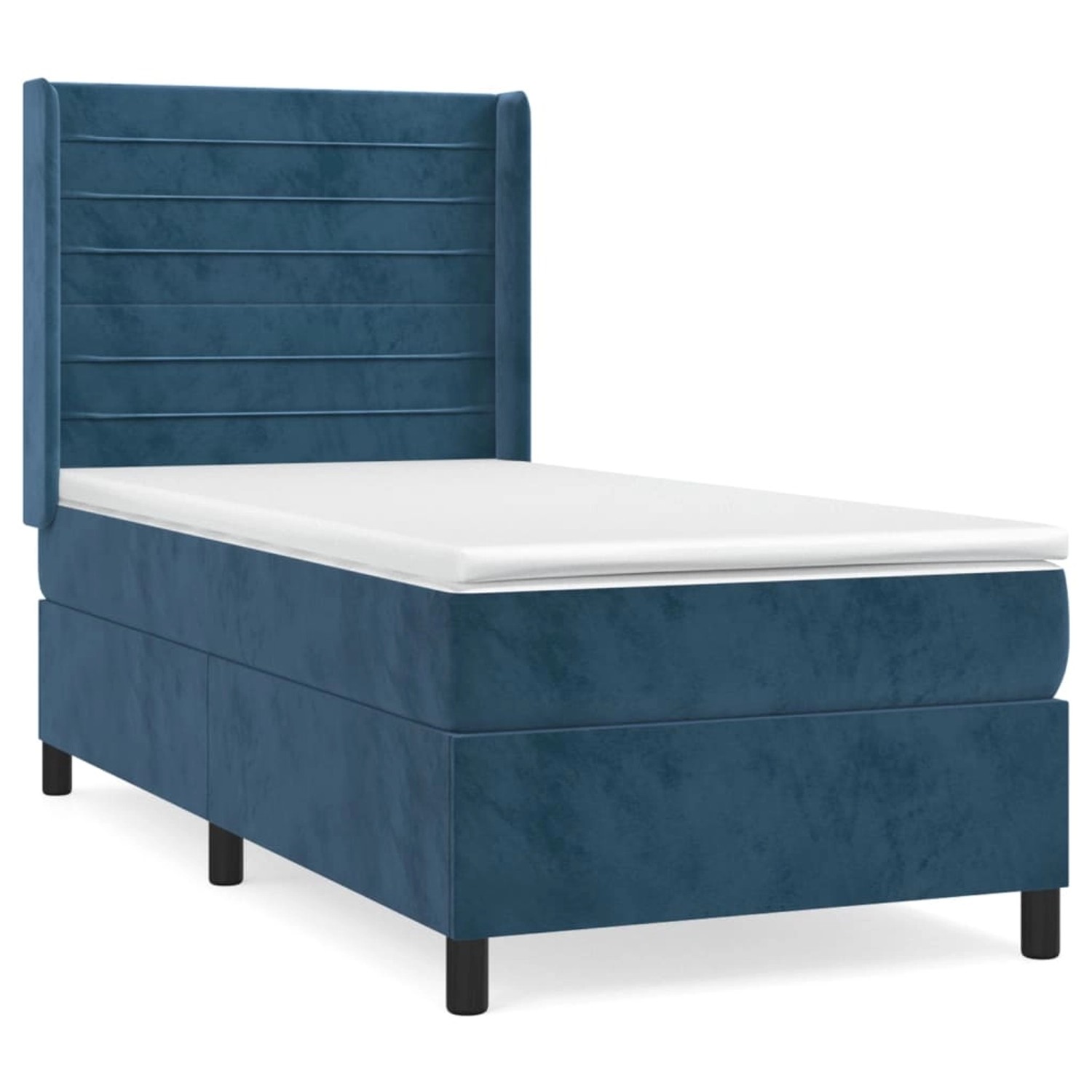 vidaXL Boxspringbett mit Matratze Dunkelblau 90x200 cm Samt1535572 günstig online kaufen