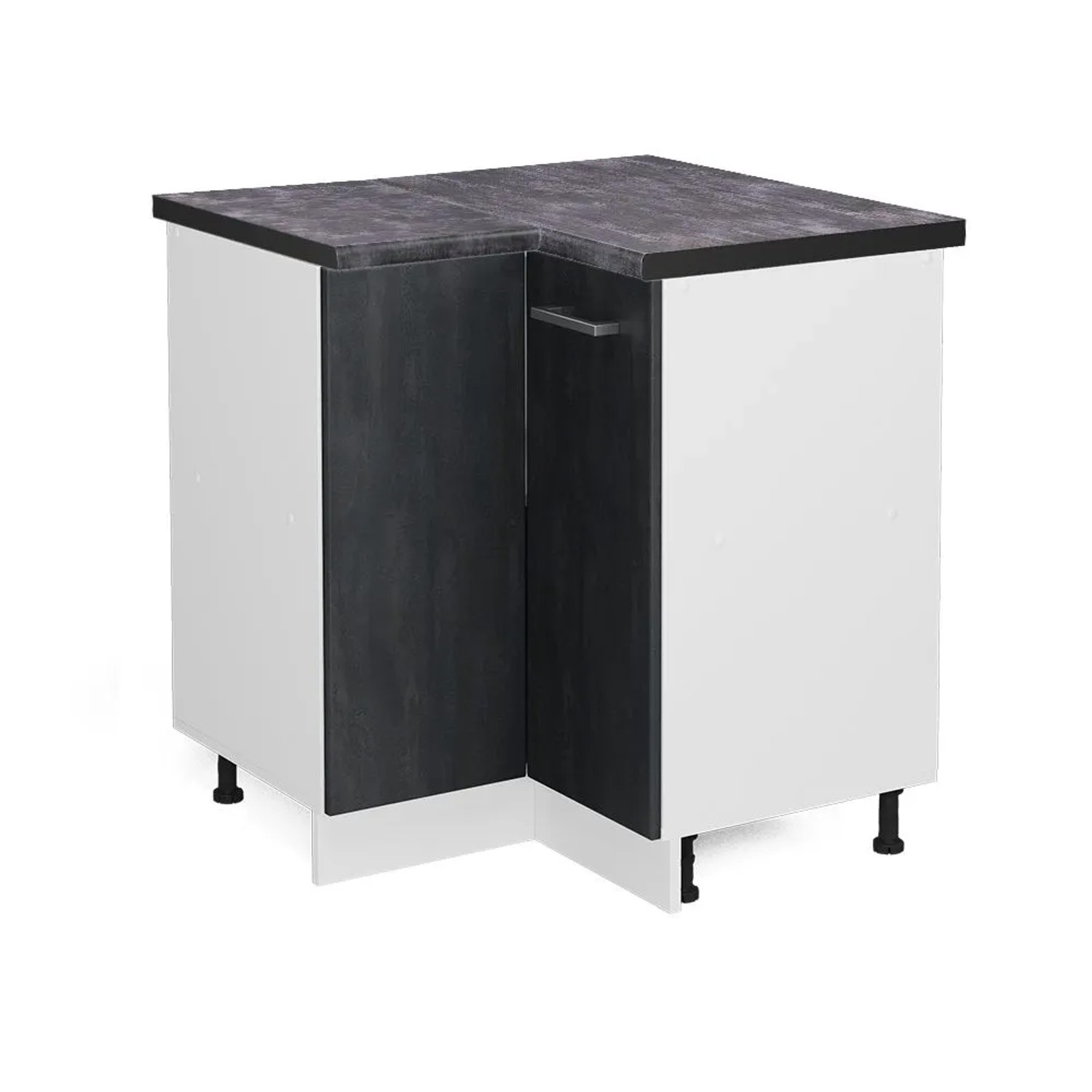 Vicco Eckunterschrank R-Line Küchen Eckschrank Schwarz Beton Weiß 76 cm AP Anthrazit