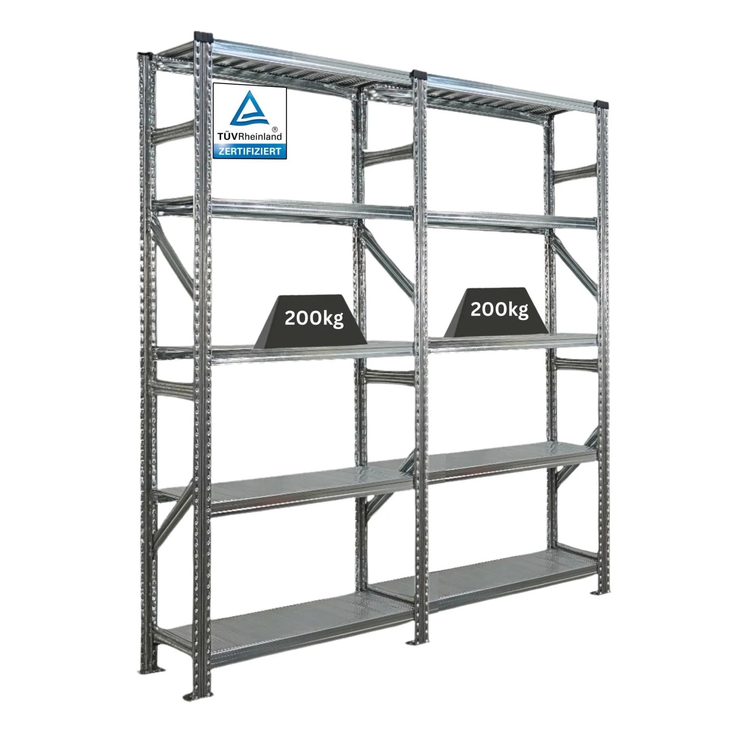 PROREGAL Fachbodenregal Stecksystem Proximo Grundregal HxBxT 200 x 120 x 40 cm 8 Ebenen Fachlast 235 kg Beidseitig Verzinkt