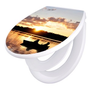Banjado Familien WC-Sitz mit Angler-Motiv und Absenkautomatik. Klodeckel mit integriertem Kindersitz.