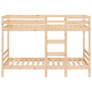 Etagenbett aus Kiefernholz, 90x200 cm, mit Leiter. Ideal für Kinderzimmer oder kleine Räume.