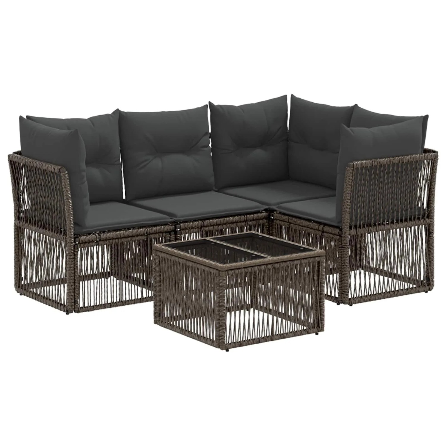 vidaXL Gartensofa-Set 5-Tlg Grau Poly-Rattan 3434213