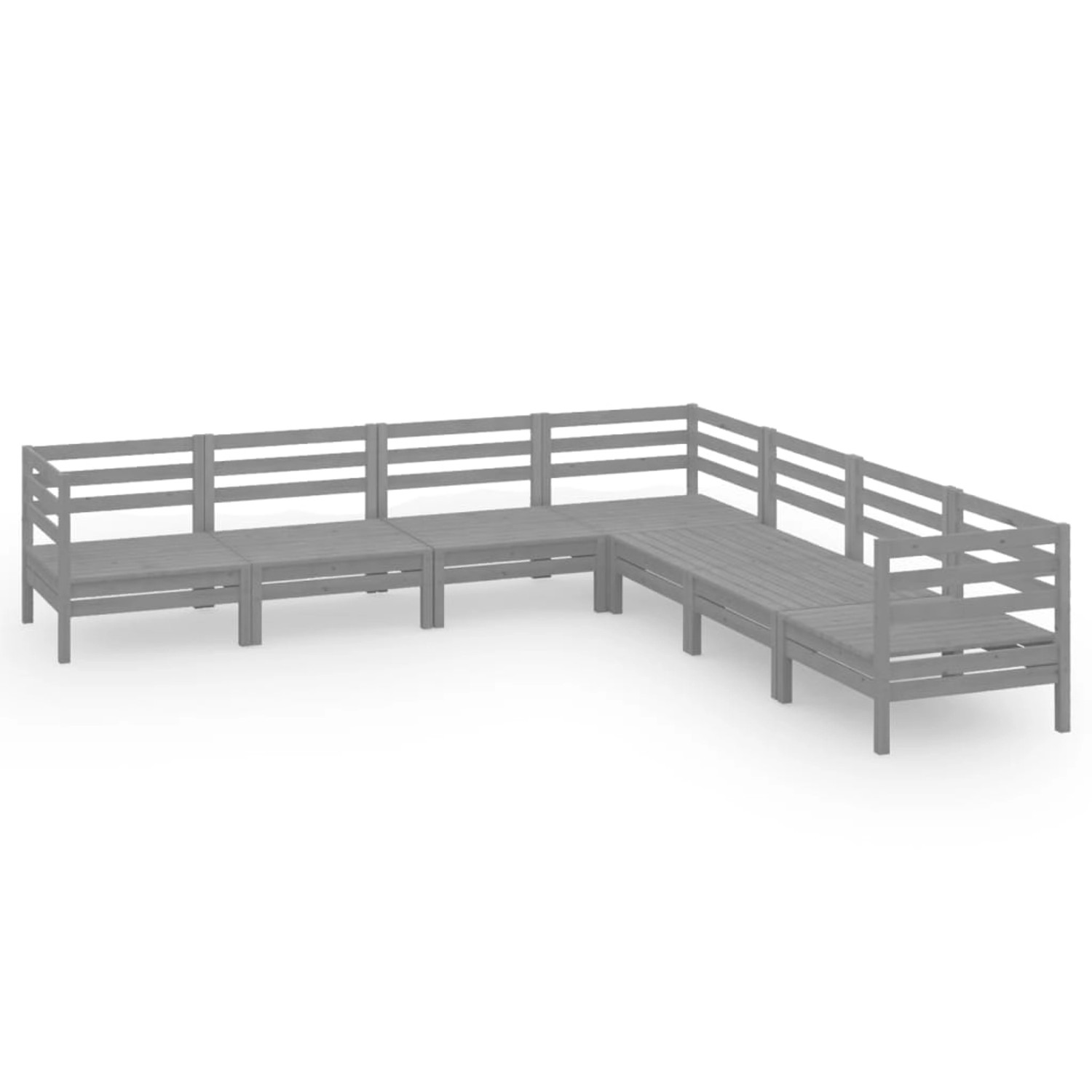 vidaXL 7-Tlg Garten-Lounge-Set Massivholz Kiefer Grau 3083096