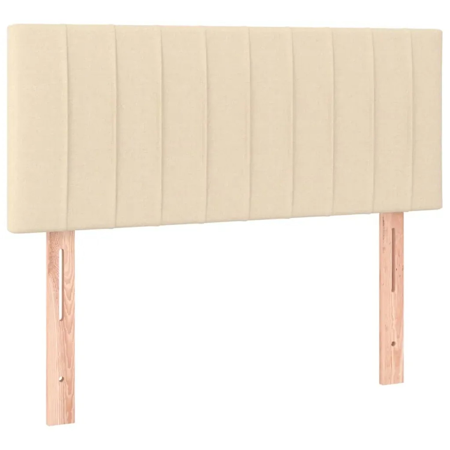 Cremefarbenes Boxspringbett 90x200 cm mit Stoffbezug und Kopfteil.