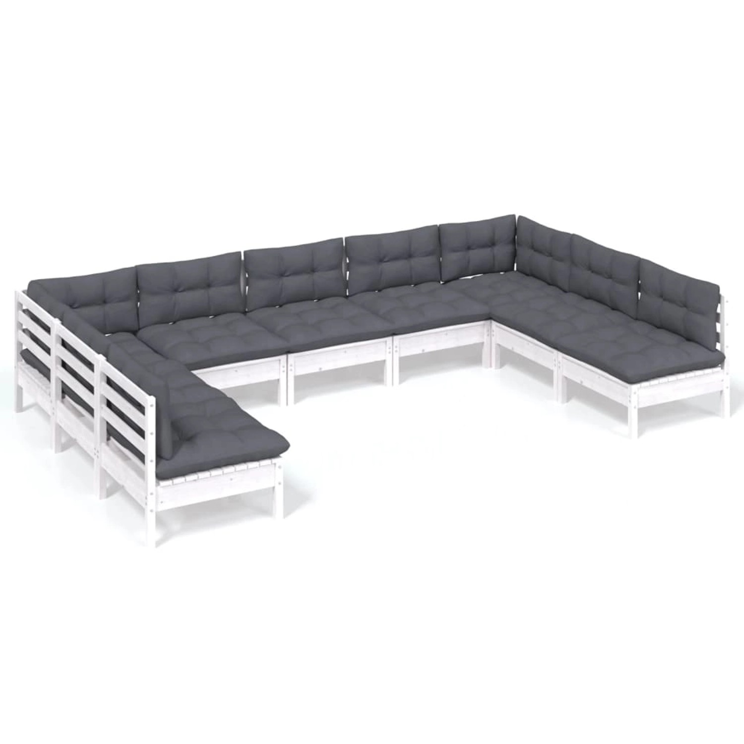 vidaXL 9-tlg Garten-Lounge-Set mit Kissen Weiß Kiefer Massivholz Modell 31 günstig online kaufen