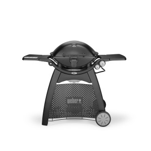 Weber Q 3200 Black Line Gasgrill mit 2 Brennern und Grillwagen. Kompakter Grill in Schwarz.
