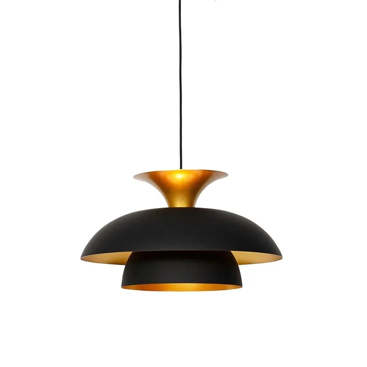 QAZQA Moderne Runde Pendelleuchte Schwarz mit Gold 3 Lagen Titus