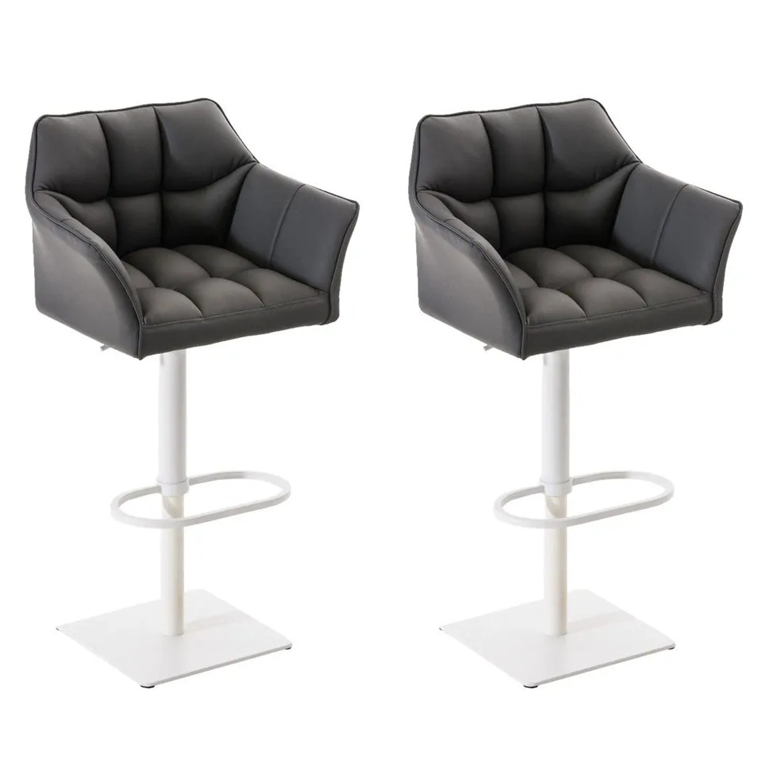 CLP 2er Set Barhocker Damaso Kunstleder Grau/Weiß