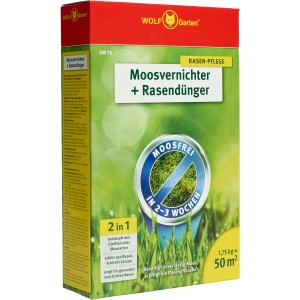 Wolf-Garten Moosvernichter + Rasendünger 2in1 SW 50, 1,75 kg Packung für gesunden Rasen.