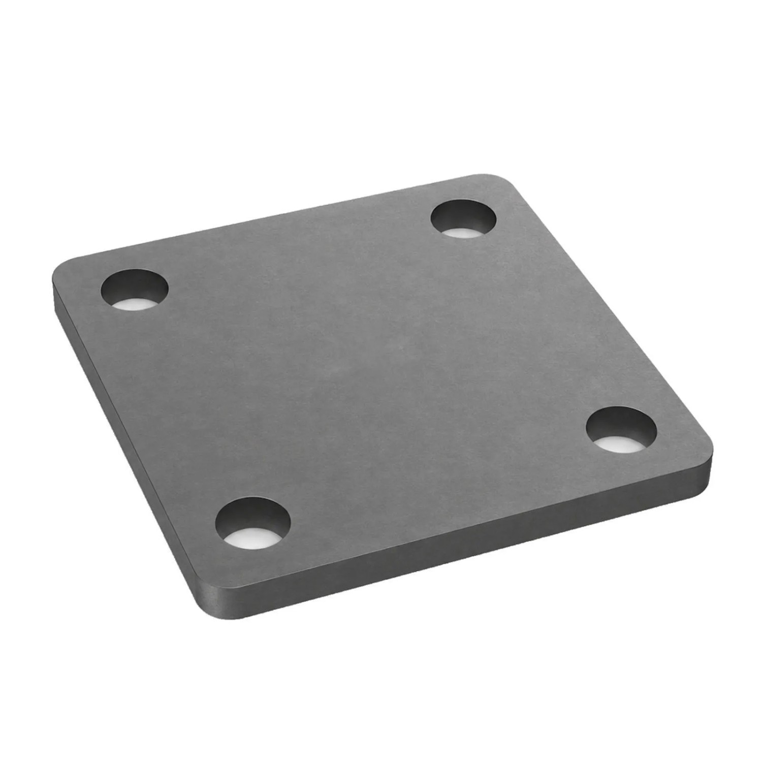 SOTECH Anschweißplatte 125 x 125 x 8 mm Stahl Q235 Schwarz Unbehandelt 4 Befestigungslöcher Ø14 mm Abgerundete Ecken
