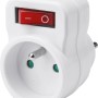 Weißer Schutzkontaktstecker-Adapter mit rotem Schalter für Computer & Multimedia.
