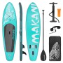 Türkisfarbenes ECD Germany Stand Up Paddle Board Makani 320 mit Zubehör Set.