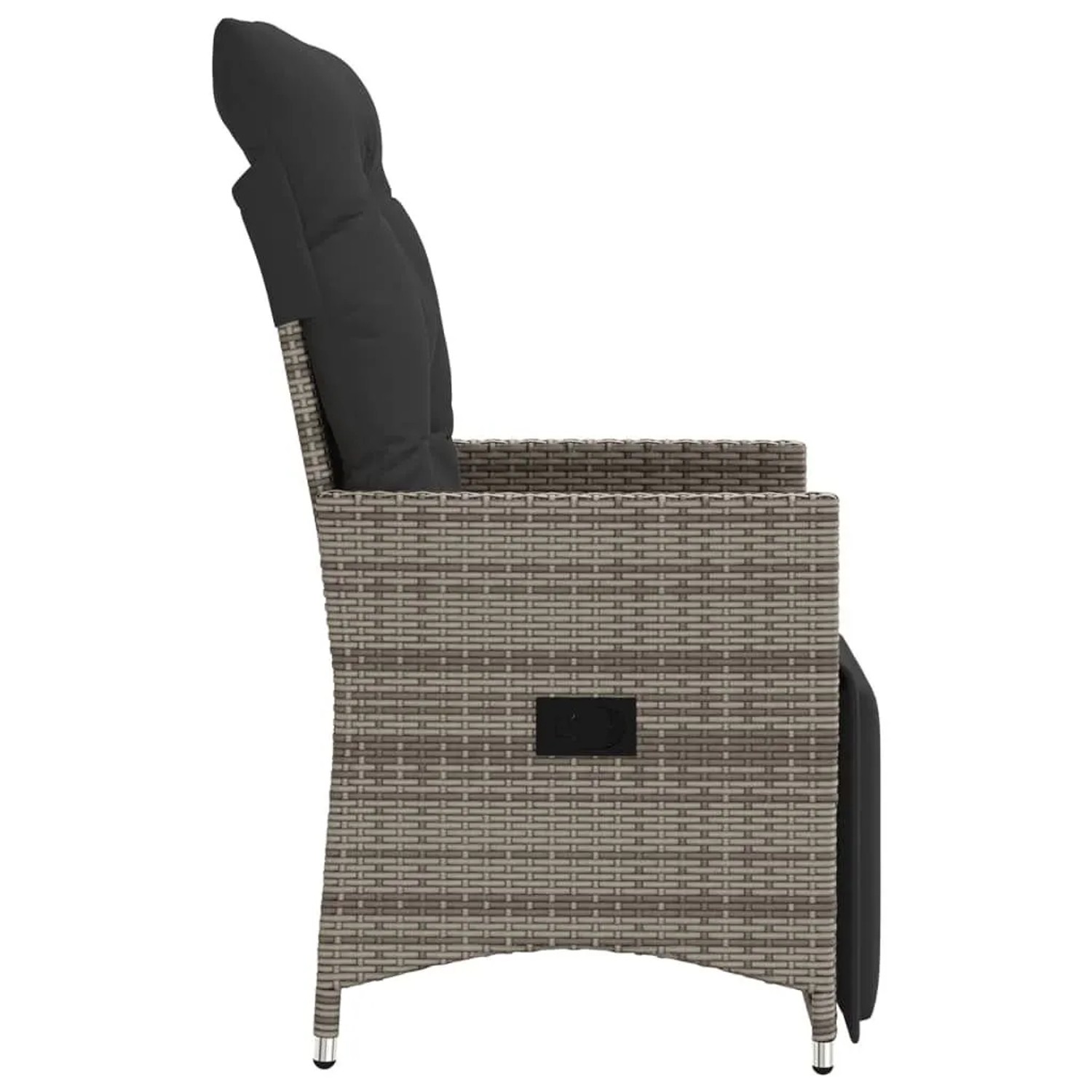 vidaXL Gartensessel Verstellbar mit Kissen Grau Poly Rattan 365661_5