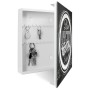 Weißer Schlüsselkasten mit Glasfront, Motiv Bon Appetit, 50 Haken, magnetisch und beschreibbar.