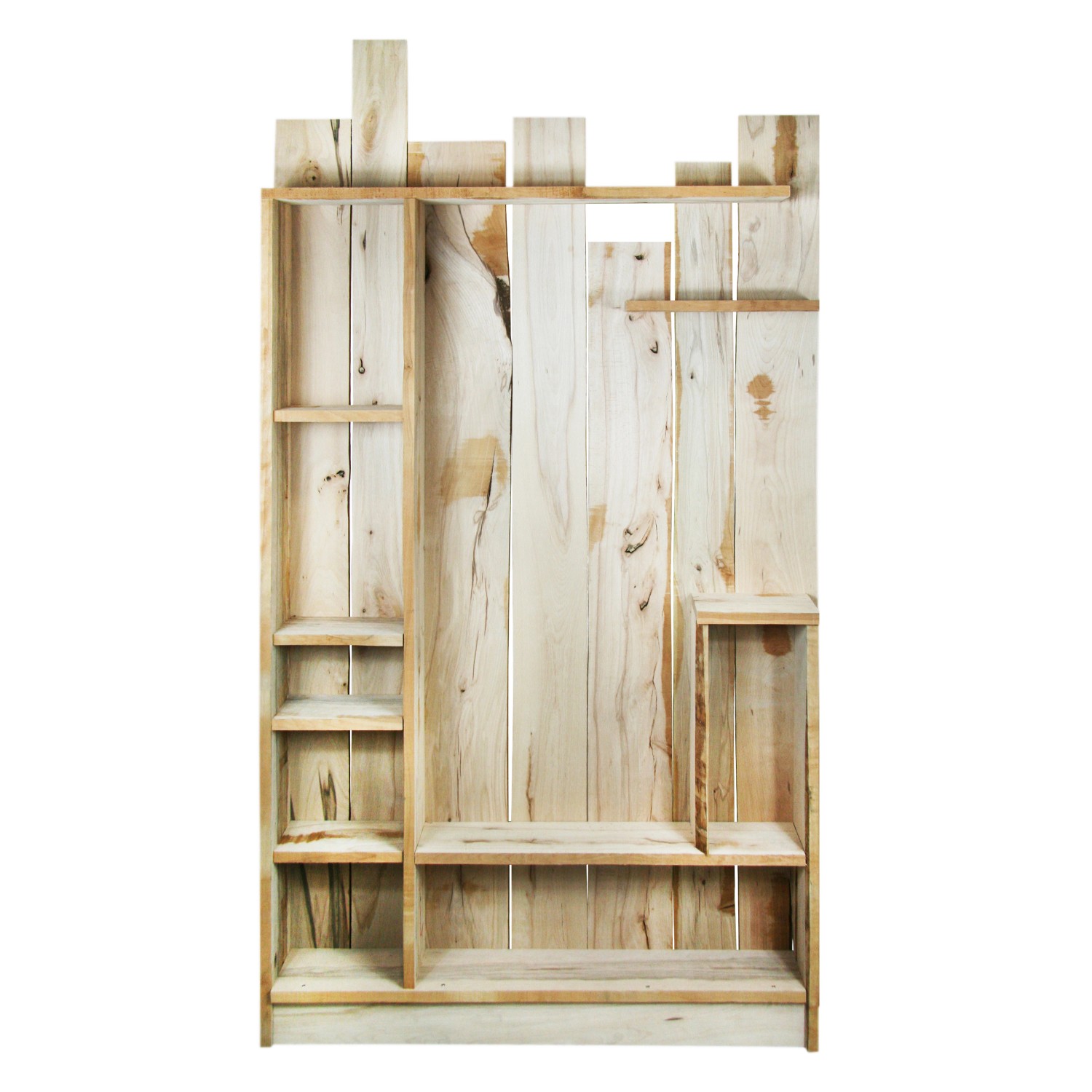 Rustikales Massivholzbrett Buche, 80cm, für Regale und Möbelbau. Unbehandeltes Holz mit Ästen und Rissen.