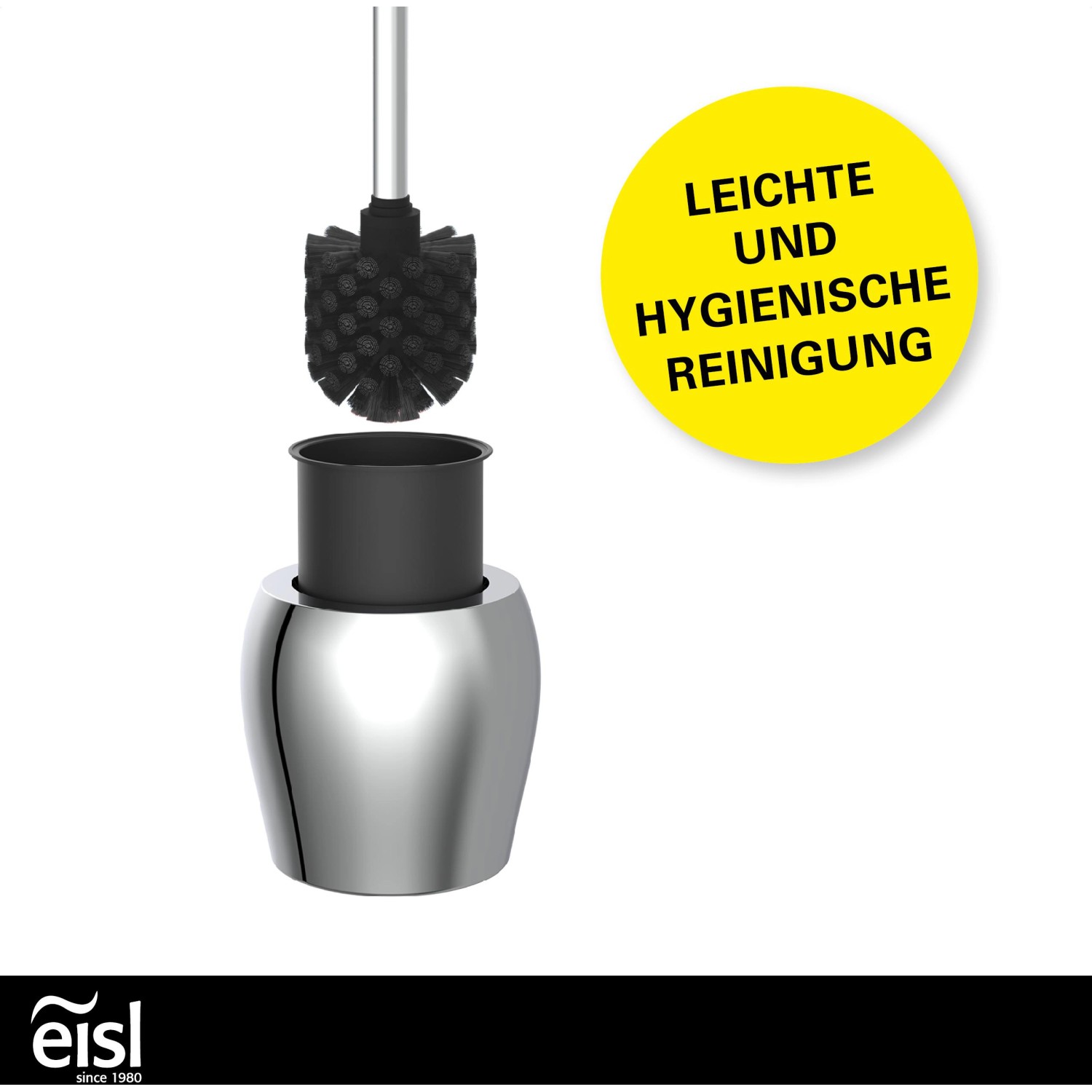 Eisl WC-Bürstenhalter Chrom, mit herausnehmbarem Innenteil für leichte Reinigung.