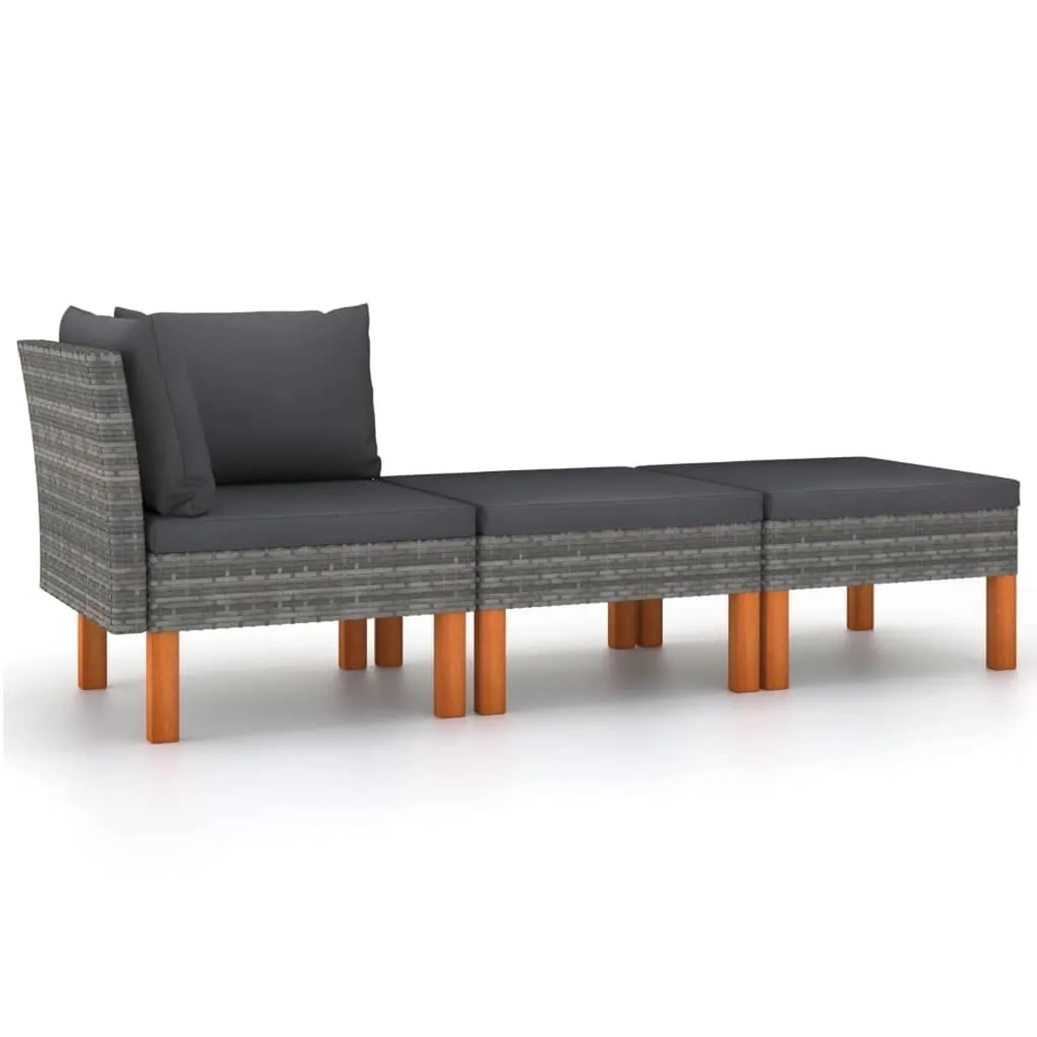 vidaXL 3-Tlg Garten-Lounge-Set Poly Rattan und Eukalyptus Massivholz 315760