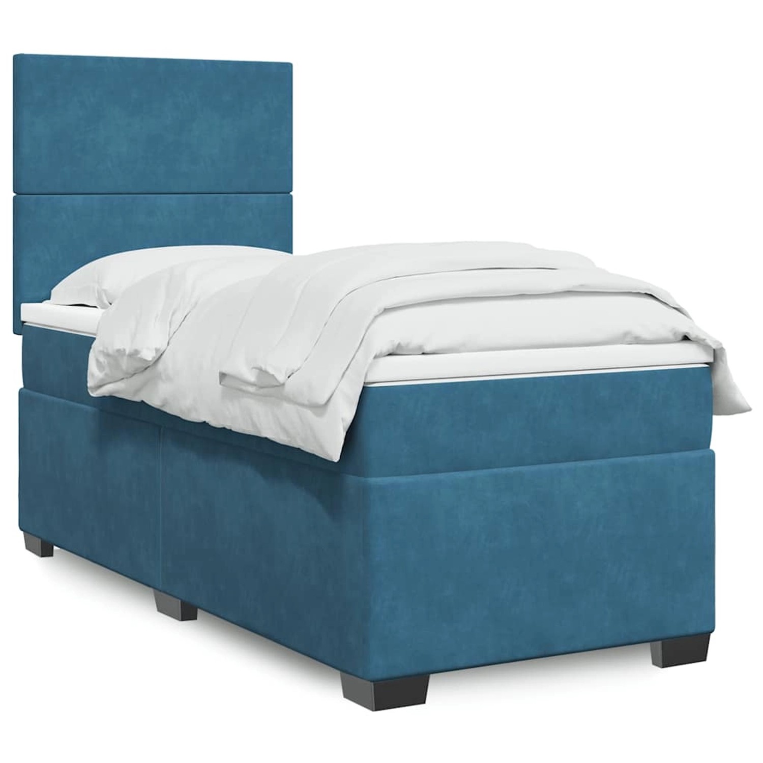 vidaXL Boxspringbett mit Matratze Blau 90x190 cm Samt 3293084 günstig online kaufen