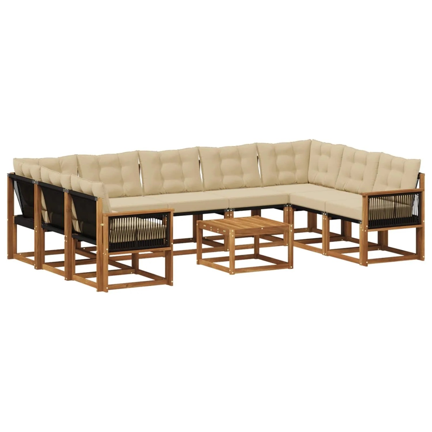 vidaXL Outdoor-Sofagarnitur mit Kissen 10 Stk Natur und Beige 3382225