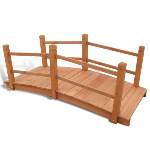 DELUKE Holzbrücke Mit Geländer MILAN Braun 140x60x56cm Gartenbrücke Teichbrücke Holzsteg Gartendeko Teich Garten Zierbrücke