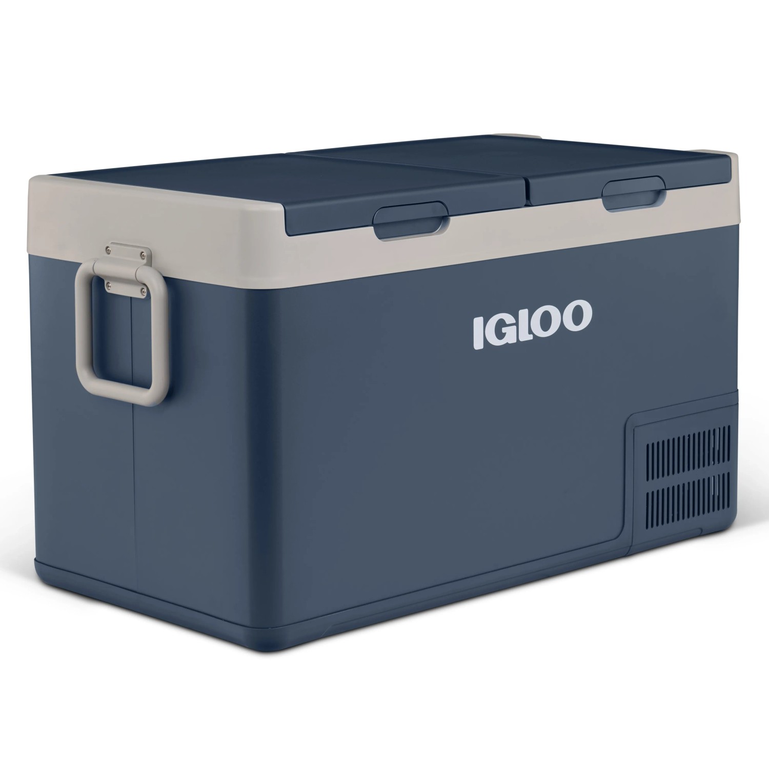 Igloo Kompressor-Kühlbox ICF80DZ, 78 l, Schiefer. Tragbare Kühlbox mit zwei Zonen und separaten Fächern.