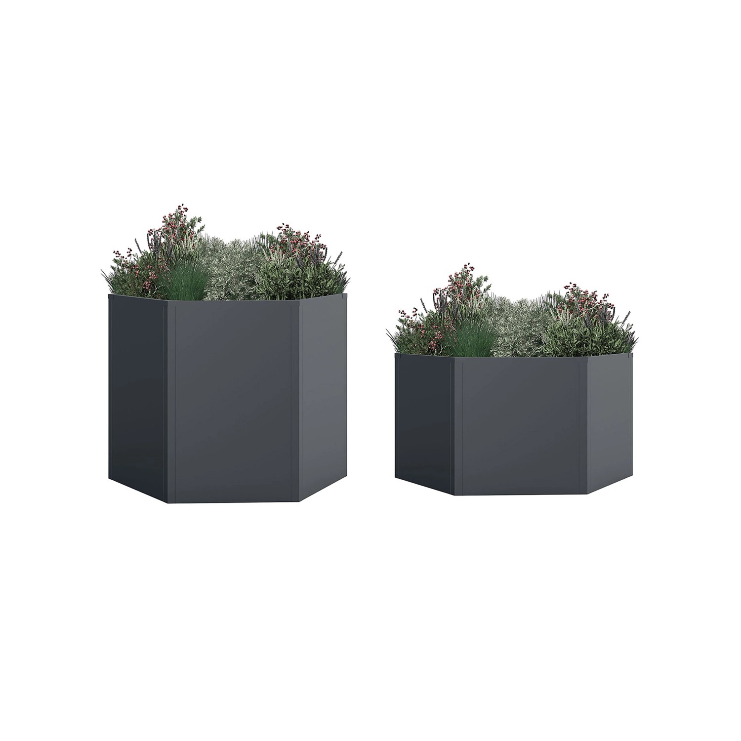 Westmann Metall-Hochbeet Varia 6-eckig Anthrazit 2er-Set_2