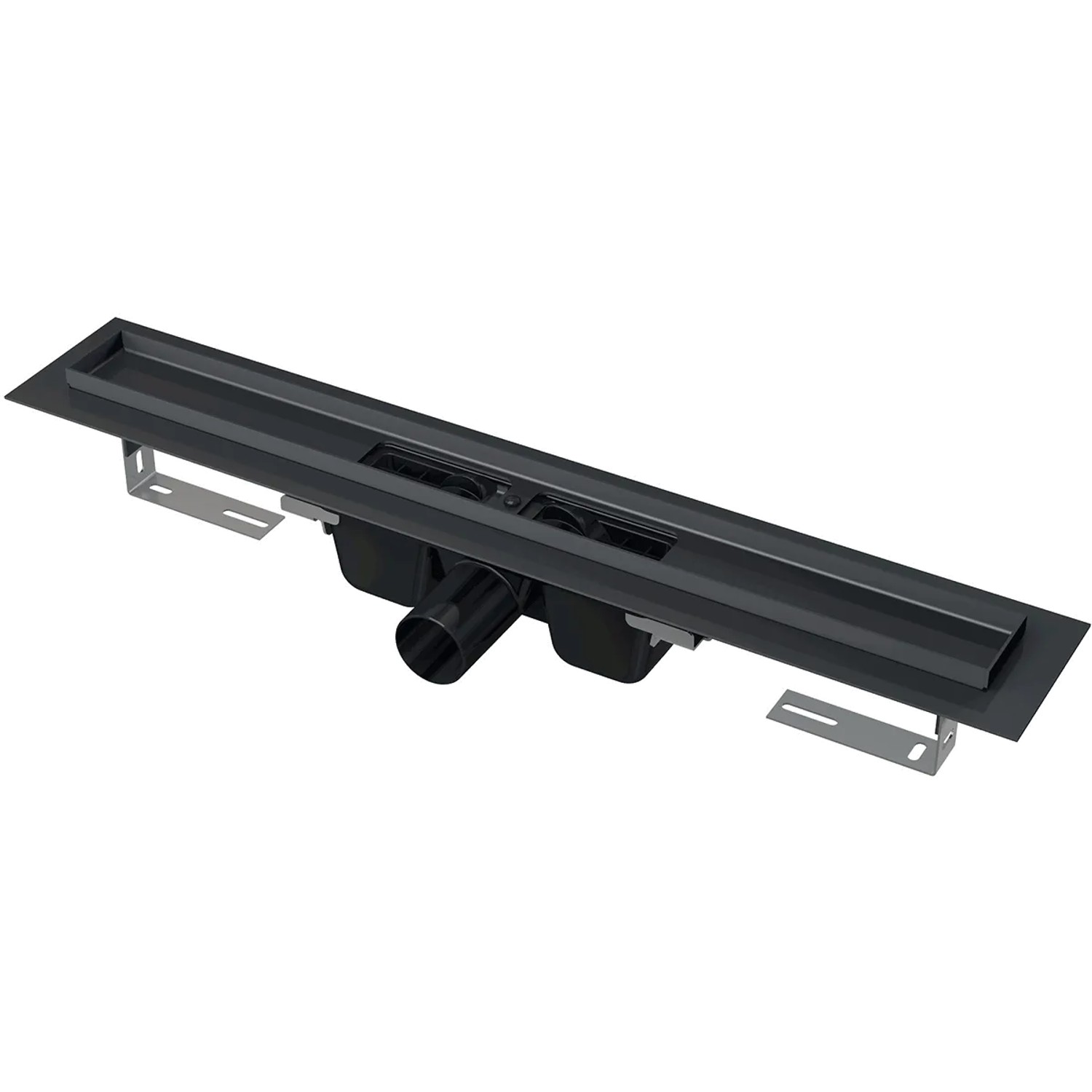 Alcadrain APZ1BLACK Duschrinne mit Rand für perforierten Rost, Schwarz-Matt 1150 mm