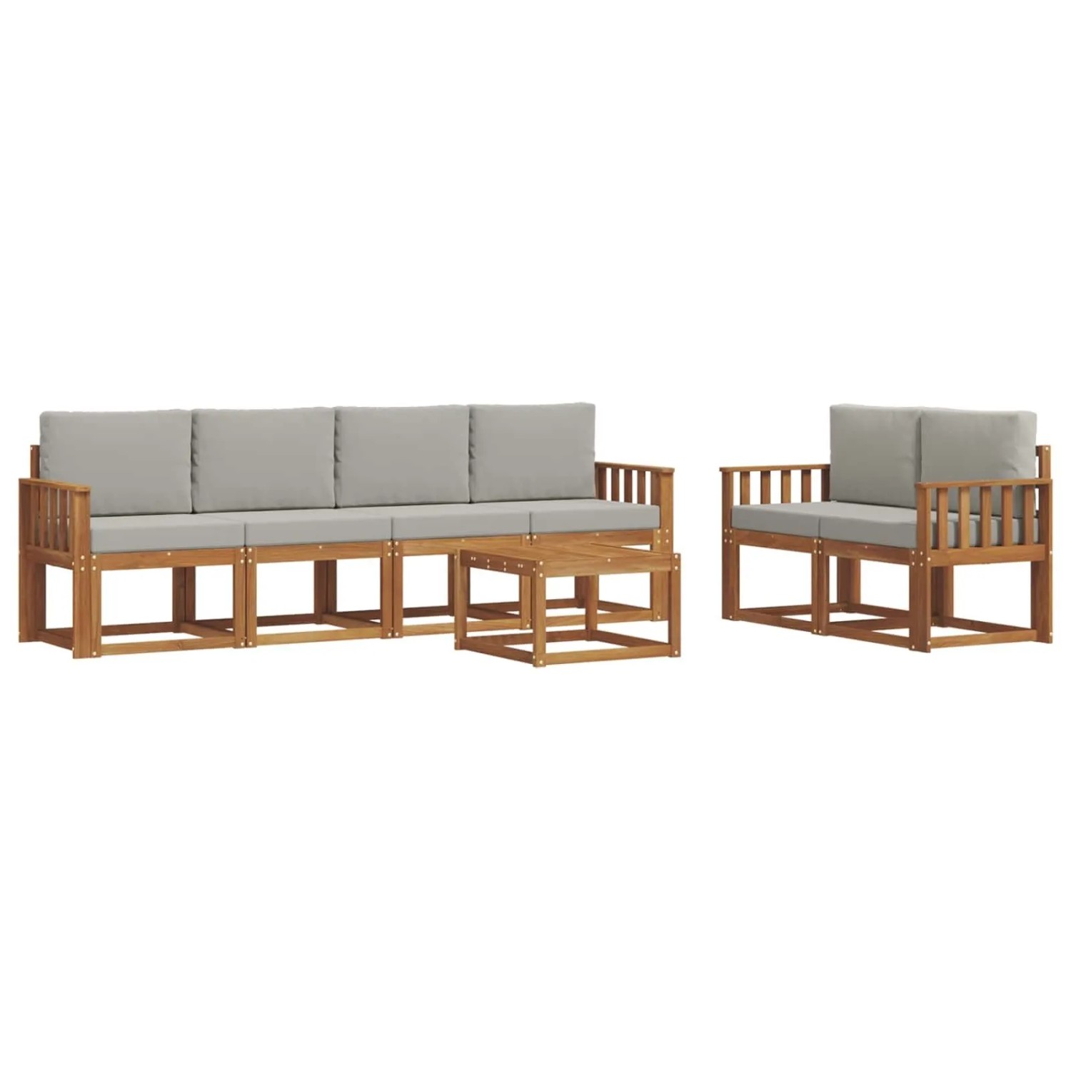 vidaXL Outdoor-Sofagarnitur mit Kissen 7 Stk Natur und Hellgrau 3366039