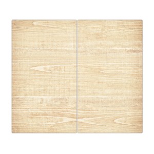 Banjado 2-teilige Herdabdeckplatte aus Glas mit Holz-Motiv, 30x52 cm, auch als Schneidebrett nutzbar.